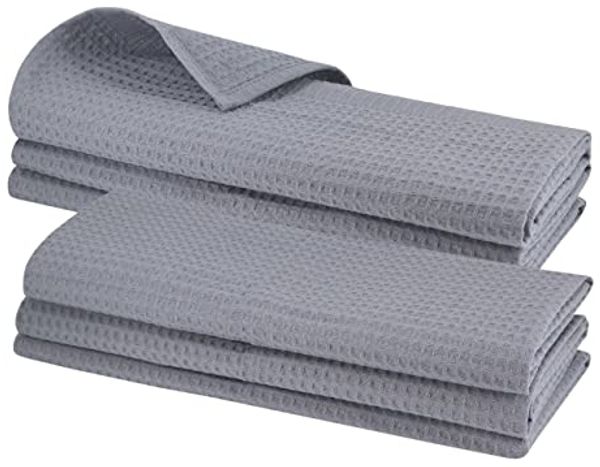 Engelland Geschirrtuch Poliertuch, (Vorteils-Set, 6-tlg, Waffel-Pique), 100 % Baumwolle, integrierte Aufhängeschlaufe, 70 x 50 cm