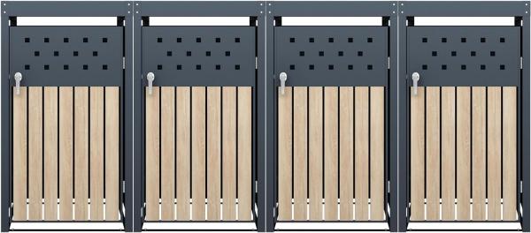 Mülltonnenbox Müllbox Mülltonnenverkleidung 4 Türen Box Pflanzdach Anthrazit