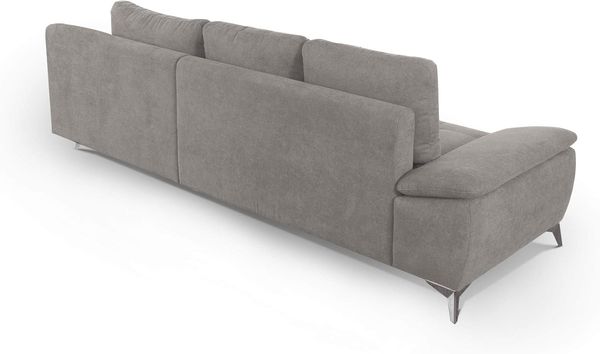 CAVADORE Ecksofa Lina L-Form Sofa mit Longchair und Steppung im Sitz / 270 x 85 x 163 / Flachgewebe: Beige Bild 4