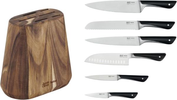 Tefal K267S656 Jamie Oliver 7-tlg Messerblock (Koch-, Santoku-, Brot-, Fleisch-, Universal-, Schälmesser, Block)