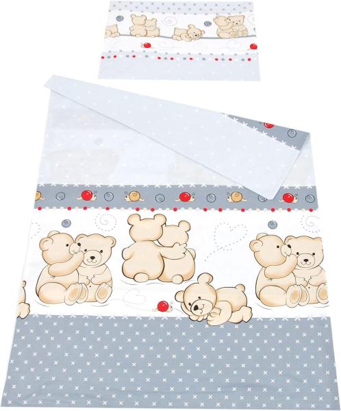 BABYLUX Bettwäsche Bezug 2 Tlg. 100 x 135 cm Kinderbettwäsche Bettwäsche Bettset Babybettwäsche TEDDYBÄREN (61. Teddybären Grau)