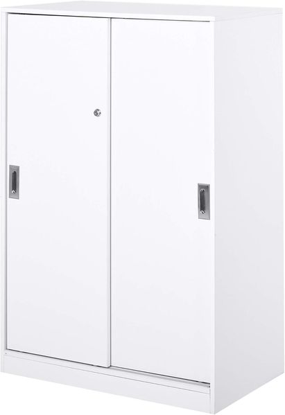 HOMCOM Aktenschrank, Büroschrank mit Türen, großer Bürocontainer mit 3 Regal und 2 Fächern, Aufbewahrungsschrank, E1 Spanplatte, Weiß, 80 x 40 x 120 cm