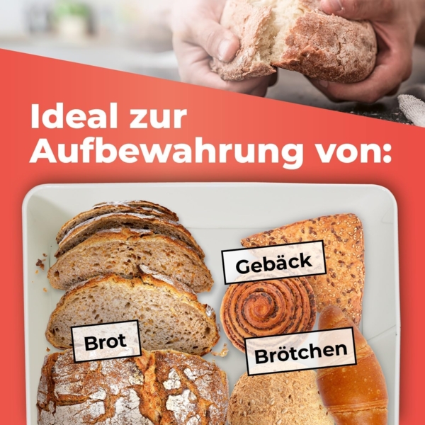 Lumaland Brotkasten Karo-Design 10l beige/weiß mit Bambusdeckel Bild 5