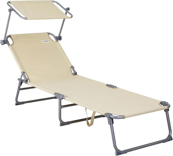 Casaria 'Hawaii' Sonnenliege mit verstellbarem Sonnendach, beige
