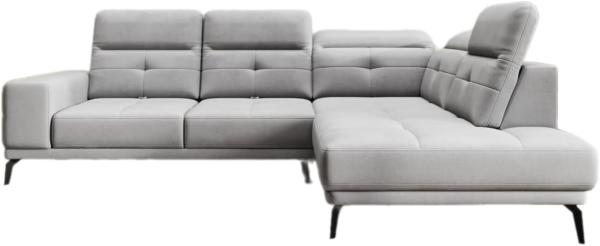 Designer Sofa Isabella mit verstellbarer Kopf- und Rückenlehne Samt Hellgrau Rechts