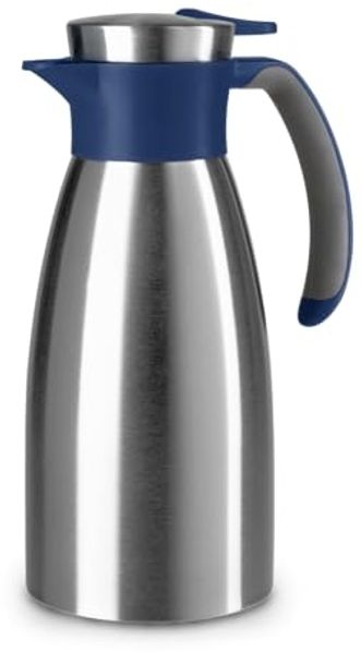 Emsa Isolierkanne Soft Grip, 1 l, (1-St), Quick Tip Verschluss, rutschfester Halt, 12 h heiß, 24 h kalt