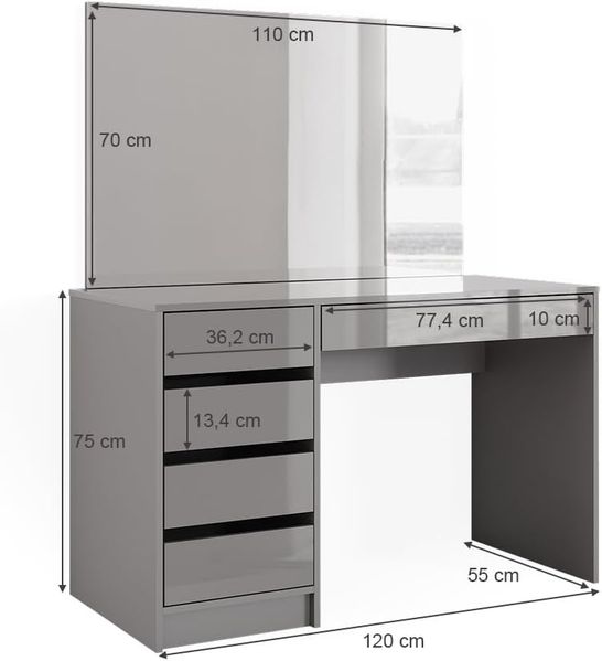 Schminktisch Sherry Grau 120 cm Vicco Bild 3
