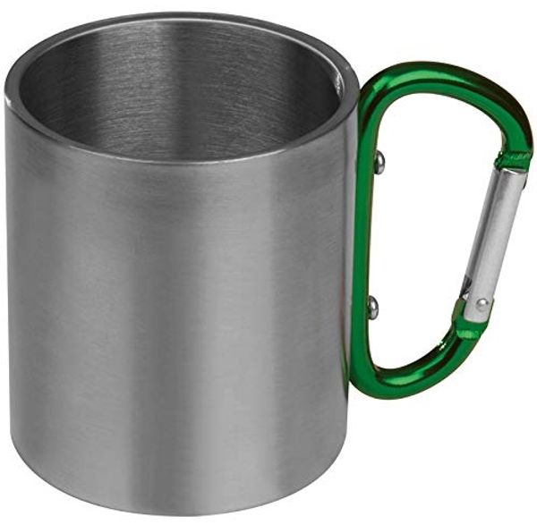 Macma Tasse Doppelwandige Tasse aus Edelstahl mit Karabinerhaken / Farbe: silber-g