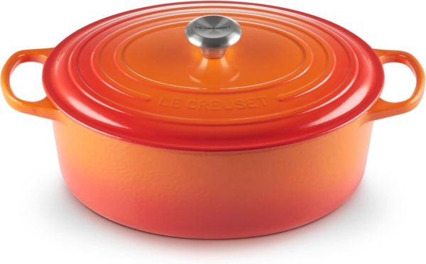 Le Creuset Bräter 'Signature' , Gusseisen , Oval, für alle Herdarten und Induktion geeignet, Ofenrot, 33,0 cm