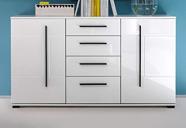 Sideboard Design-D in Hochglanz weiß 150 x 86 cm
