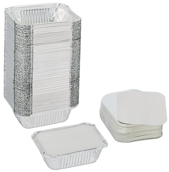relaxdays Lunchbox Aluschalen mit Deckel 100er Set, Aluminium