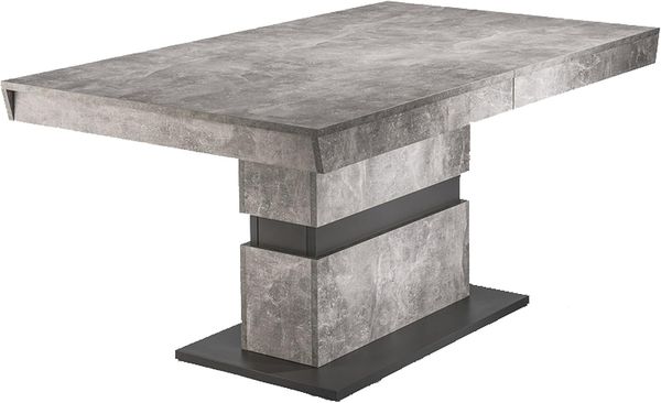 HOMEXPERTS Esszimmertisch MARLEY /Küchen-Tisch 160 cm mit Auszugsfunktion auf 220 cm /Auszugstisch Light Atelier Beton-Optik grau /Esstisch ausziehbar mit Einlegeplatte /160-220 x 90 x 75 cm (LxBxH)