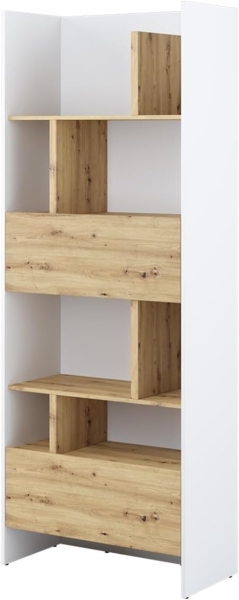 MEBLINI Schrank für Schrankbett Bed Concept - Hochschrank mit Regalen, Fächern und Schublade - BC-22 - Weiß/Artisan Eiche