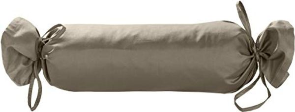 Mako Satin / Baumwollsatin Nackenrollen Bezug uni / einfarbig braun 15x40 cm mit Bändern
