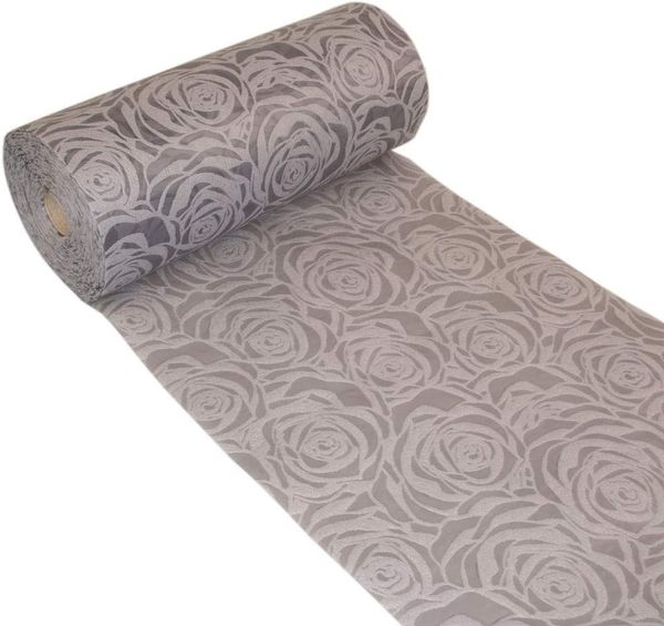 Deko AS Tischläufer Dekoflor® Tischläufer Rosenmuster - grau - 300mm - 25m - 56-300-25-32 (1-tlg, 1 Rolle Tischläufer), Strapazierfähig