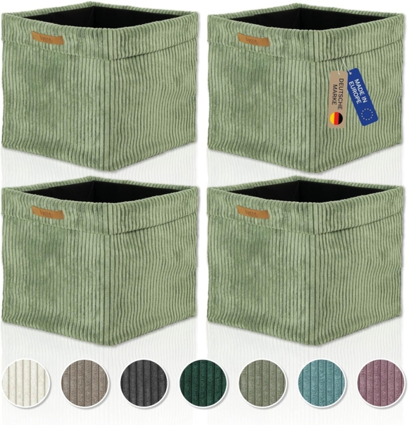 Lycce Regalkorb Kallax Boxen Cord 4er Set salbei, Aufbewahrungsbox faltbar 33x33x31cm (4 St)