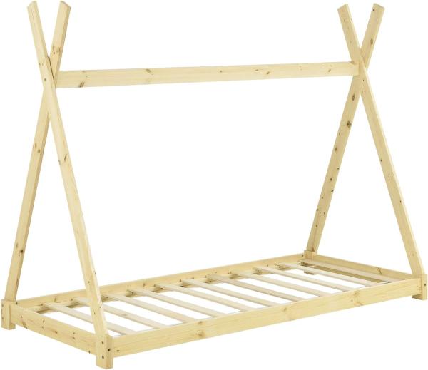 [en.casa] Tipi-Bett Natur 90x200 cm, inkl. Lattenrost und Matratze Bild 4