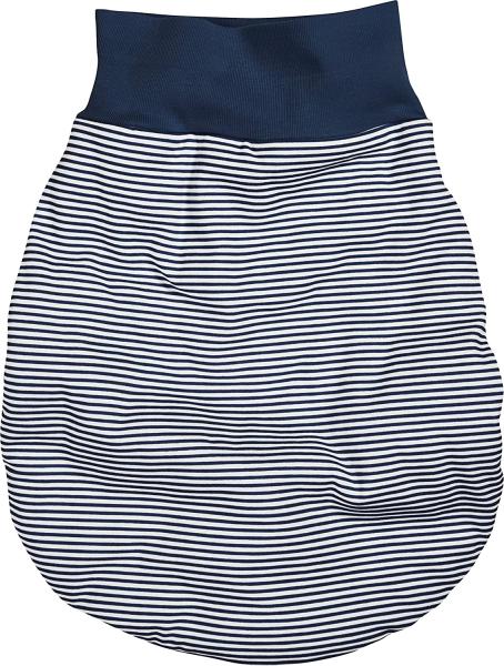 Schnizler Unisex Baby Schlafsack Strampelsack Ringel Interlock mit elastischem Umschlagbund, One Size, Oeko Tex Standard 100 Weiß/Marine