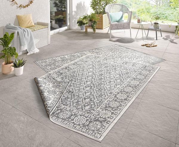 In- & Outdoor Wendeteppich Curacao Grau Creme - 80x150x0,5cm