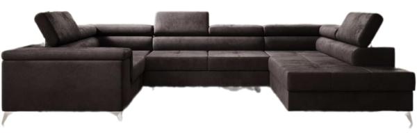 Designer Sofa Torino mit Schlaf- und Klappfunktion Samt Dunkelbraun Rechts