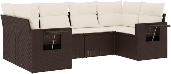 vidaXL 6-tlg. Garten-Sofagarnitur mit Kissen Braun Poly Rattan 3252920