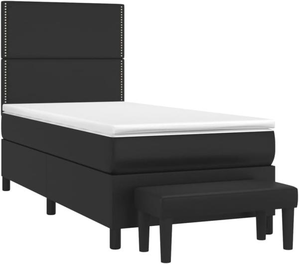 vidaXL Boxspringbett mit Matratze Schwarz 90x190 cm Kunstleder 3137575