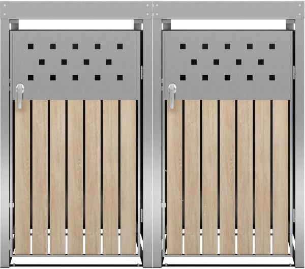 Mülltonnenbox Müllbox Mülltonnenverkleidung 2 Türen Box Pflanzdach Edelstahl