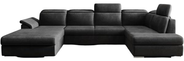 Designer Sofa Emiliano mit Schlaf- und Klappfunktion Samt Anthrazit Links