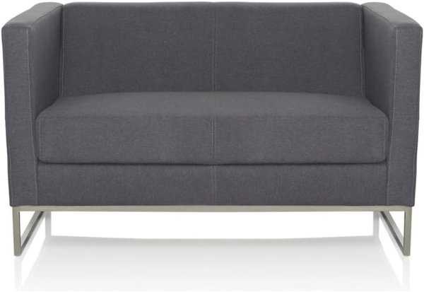 hjh OFFICE 713502 Lounge Sofa Barbados Stoff Grau Moderne 2-Sitzer Couch für höchsten Sitzkomfort