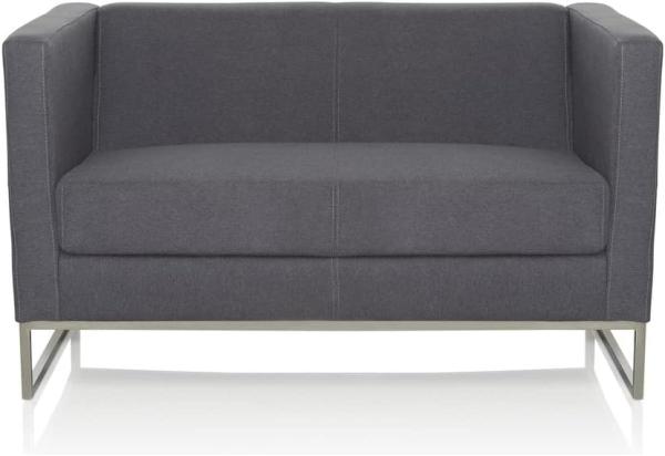 hjh OFFICE 713502 Lounge Sofa Barbados Stoff Grau Moderne 2-Sitzer Couch für höchsten Sitzkomfort