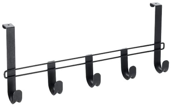 METALTEX 351900000 Hook Line Türhängeleiste Lava 38 cm mit 5 Haken, TouchTherm, matt schwarz / Raumsparer