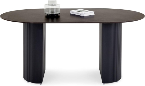 IDIMEX Esstisch LISANDRO, oval 160 x 90 cm mit robuster Keramik-Tischplatte dunkkelgrau/schwarz