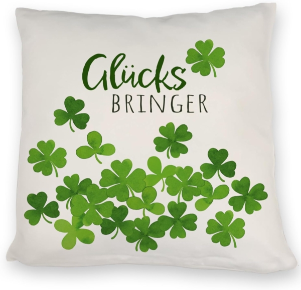 speecheese Dekokissen Klee Kissen mit Spruch Glücksbringer