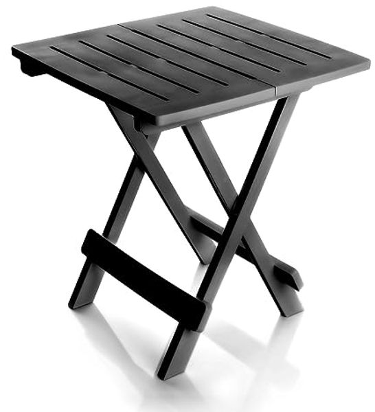 BigDean Klapptisch klein in anthrazit aus Kunststoff LxBxH 45x43x50cm – wetterfester Campingtisch - Beistelltisch In- und Outdoor geeignet - Kleiner Esstisch Gartentisch Balkontisch – Made in Europe