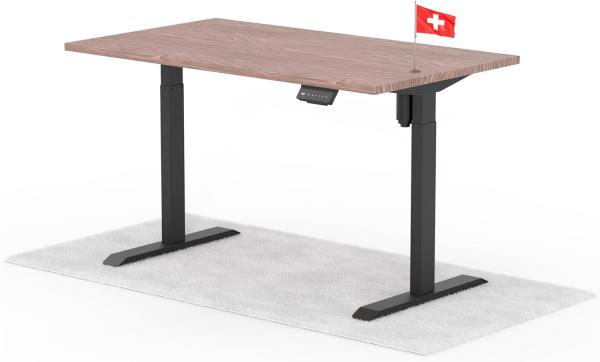 elektrisch höhenverstellbarer Schreibtisch ECO 140 x 80 cm - Gestell Schwarz, Platte Walnuss