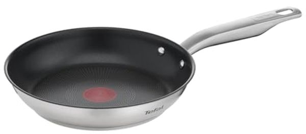 Tefal Virtuoso Pfanne versiegelt 24 cm E49104 Rund Allzweckpfanne Schwarz Edelstahl Titan 250 °C Edelstahl