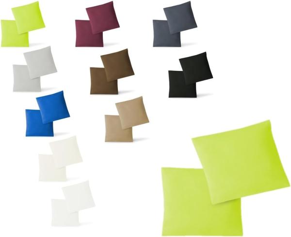 Jersey Kissenbezug, 2er Set, Baumwolle, Apfelgrün, 80x80 cm