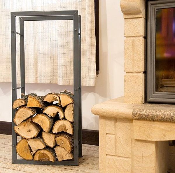 Kaminholzregal Kaminholzständer 100cm Grau 80003 Holzkorb Kaminholzhalter Regal