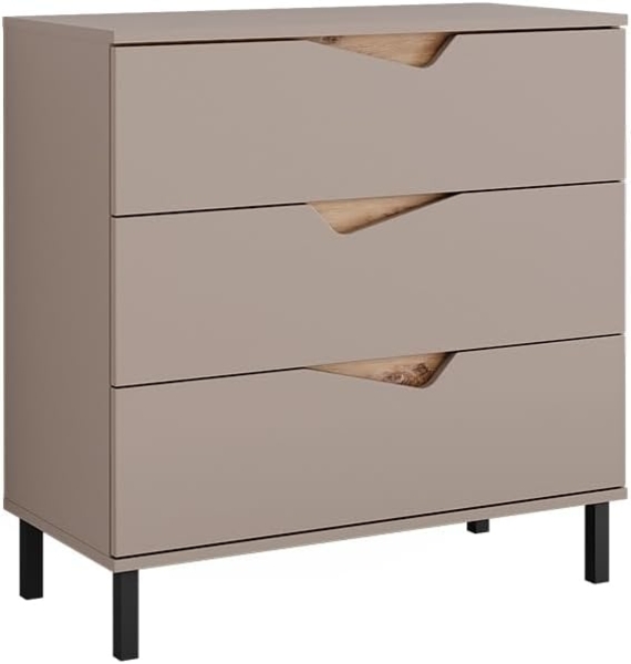 Kommode Marelle Greige/Artisan 80 x 81.2 cm mit 3 Schubladen Vicco