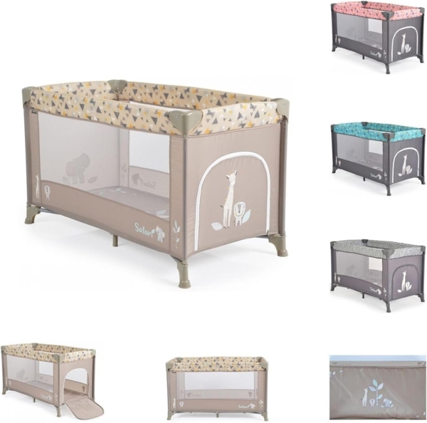 Moni Reisebett, Laufstall Safari Matratze Sichtfenster Seiteneingang Tragetasche beige