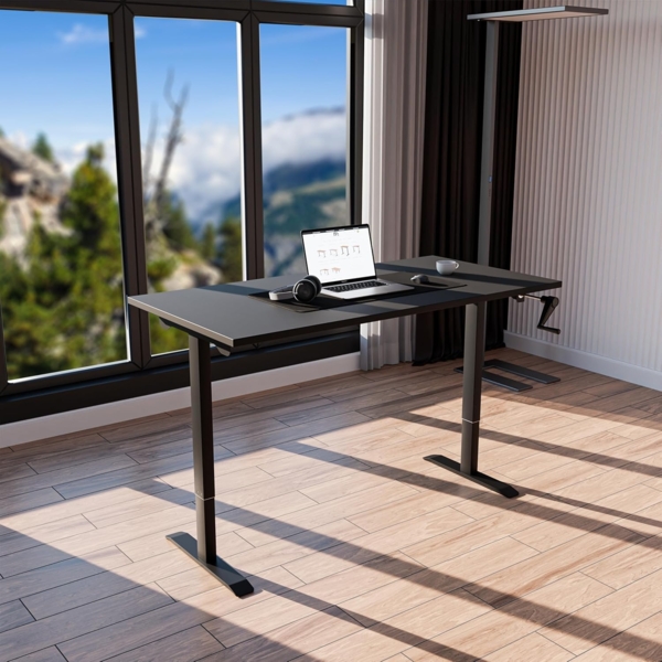 manuell höhenverstellbarer Schreibtisch EASY 120 x 60 cm - Gestell Schwarz, Platte Anthrazit Bild 2