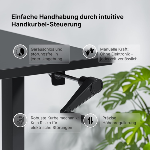 manuell höhenverstellbarer Schreibtisch EASY 120 x 60 cm - Gestell Schwarz, Platte Anthrazit Bild 7