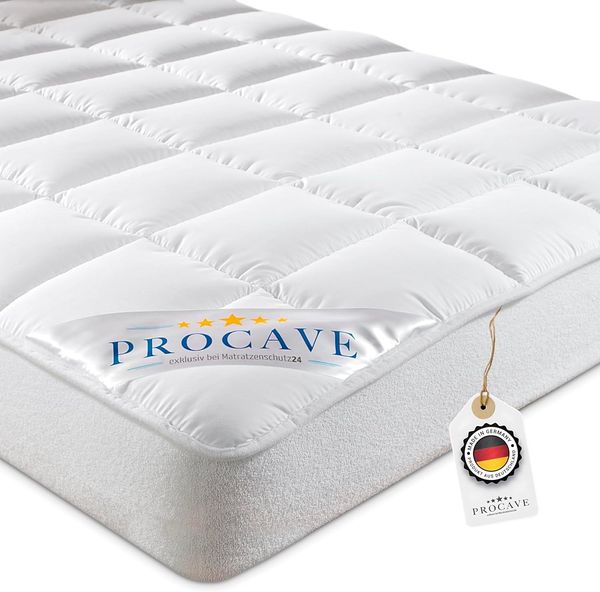 PROCAVE Micro-Comfort Matratzen-Bett-Schoner weiß 120x200 cm mit Spannumrandung | Höhe bis 30cm | Auch für Boxspring-Betten und Wasser-Betten geeignet | Microfaser | 100% Polyester | Matratzen-Auflage
