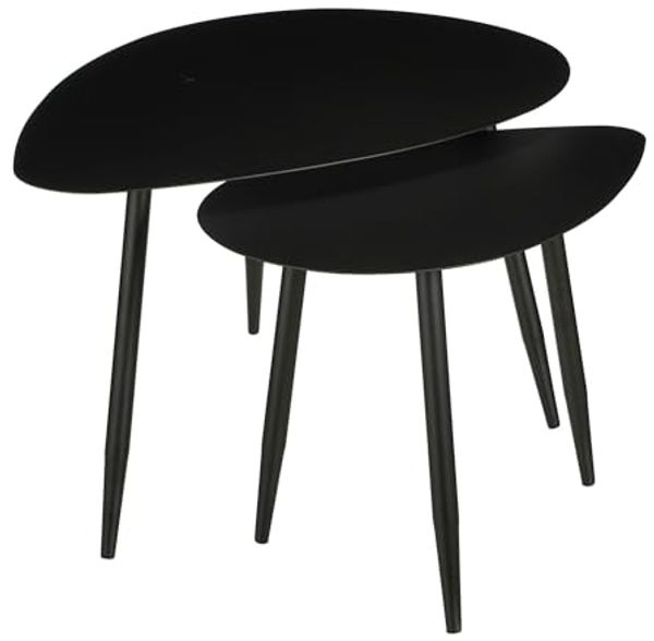 MICA Decorations Beistelltisch Jans - 80 x 60 x 47 cm - Eisen - Schwarz - Set Van 2