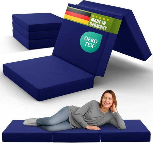 SHOGAZI Klappmatratze 80 x 190 x 12 cm, Gästematratze klappbar Made in Germany, Faltmatratze VERGLEICHSSIEGER, ultimativer Schlafkomfort, einfaches Waschen, Faltbare Matratze (Marine)