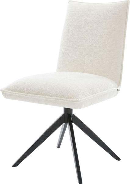 Drehstuhl Lelio-Flex Bouclé Soft Beige Kreuzgestell breit Schwarz 360° drehbar Wippfunktion Taschenfederkern