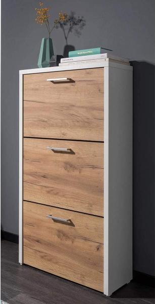 Schuhkipper >Filton< in Weiß Eiche - 61x115x25cm (BxHxT)