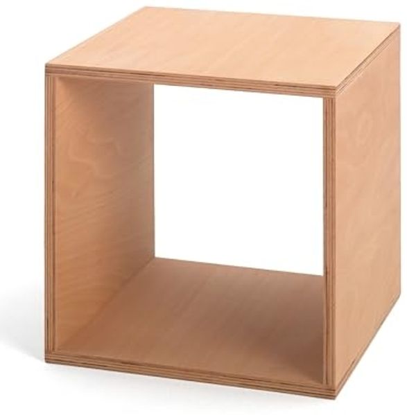 Tojo Cube | Nachttisch | 35 x 35 x 35 cm | Beistelltisch aus Buche multiplex | Geölte Oberfläche | Eckige Nachtkommode | Nachtkonsole aus Holz in würfelform |