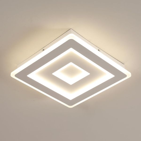 Comely LED Deckenleuchte Quadrat, 28cm 36W Moderne Deckenlampe Quadratisch Weiß LED Deckenbeleuchtung für Schlafzimmer, Wohnzimmer, Flur, Natürliches Licht 4500K