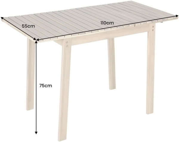 riess-ambiente Gartentisch BALI 110cm natur hell – Massivholz, ausklappbar, wetterfest (Einzelartikel, 1-St), ausklappbarer Outdoor-Holztisch im Naturton – ideal für kleine Balkone Bild 3